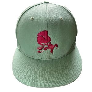 Kaiz Kustomz Mint Green Snapback Hat Dark Pink Embroidered Logo Flat Brim